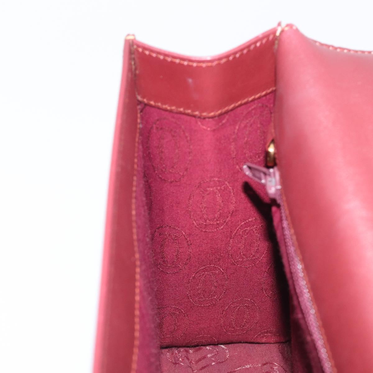 Cartier Must Line Hand Bag Leather Bordeaux Gold Auth 209960
