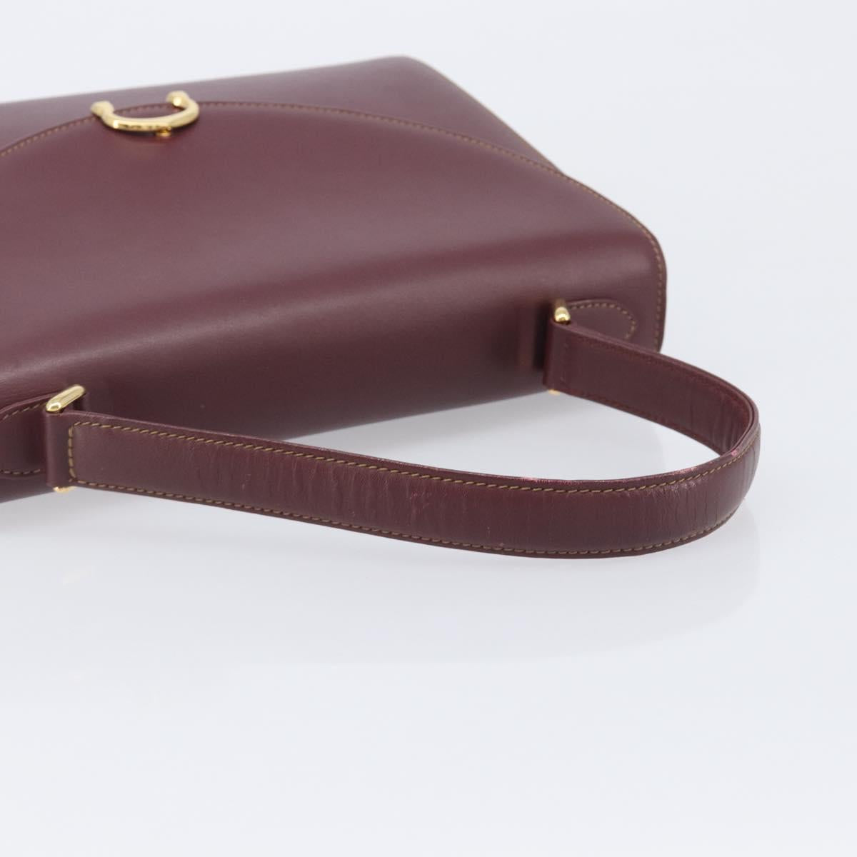 Cartier Must Line Hand Bag Leather Bordeaux Gold Auth 209960