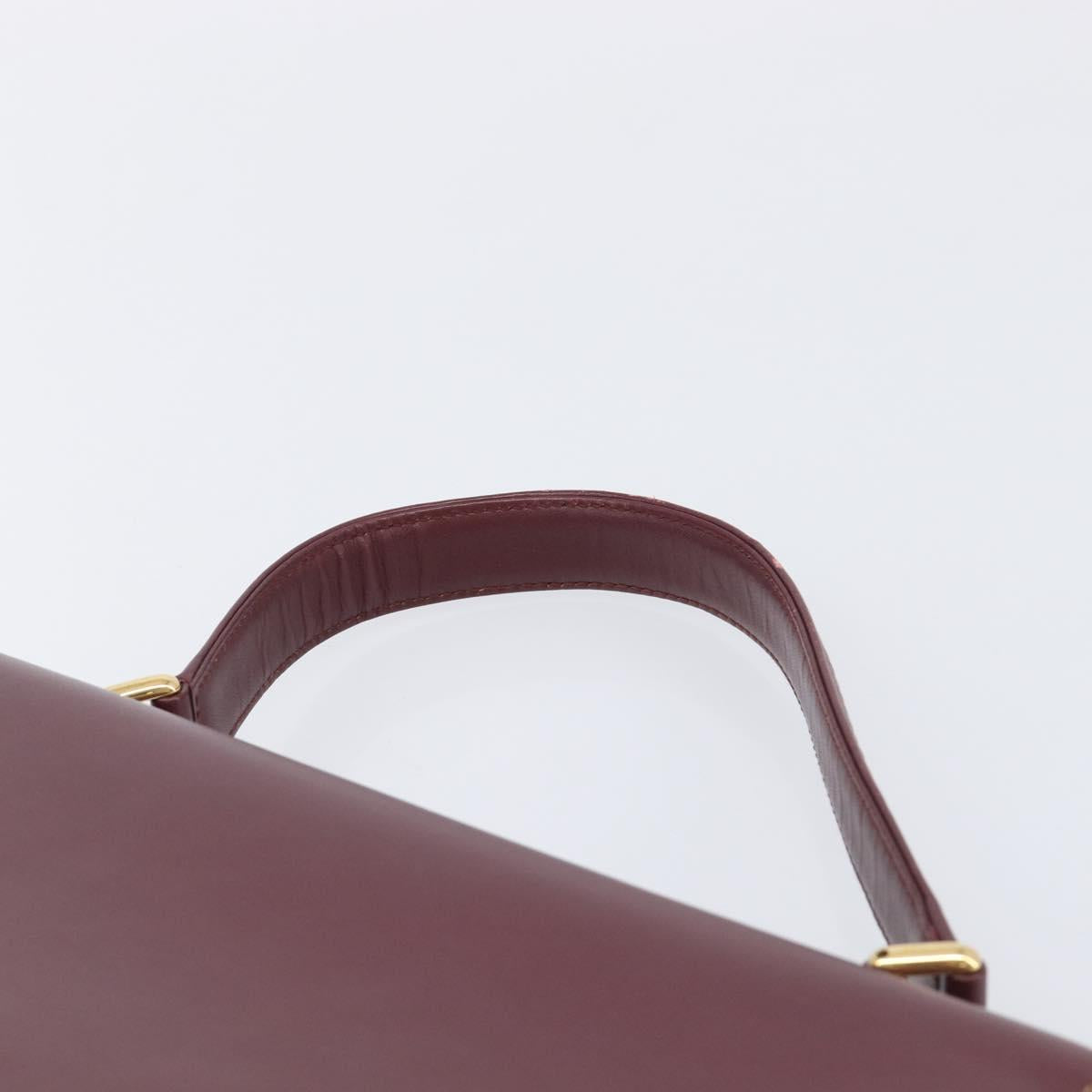 Cartier Must Line Hand Bag Leather Bordeaux Gold Auth 209960