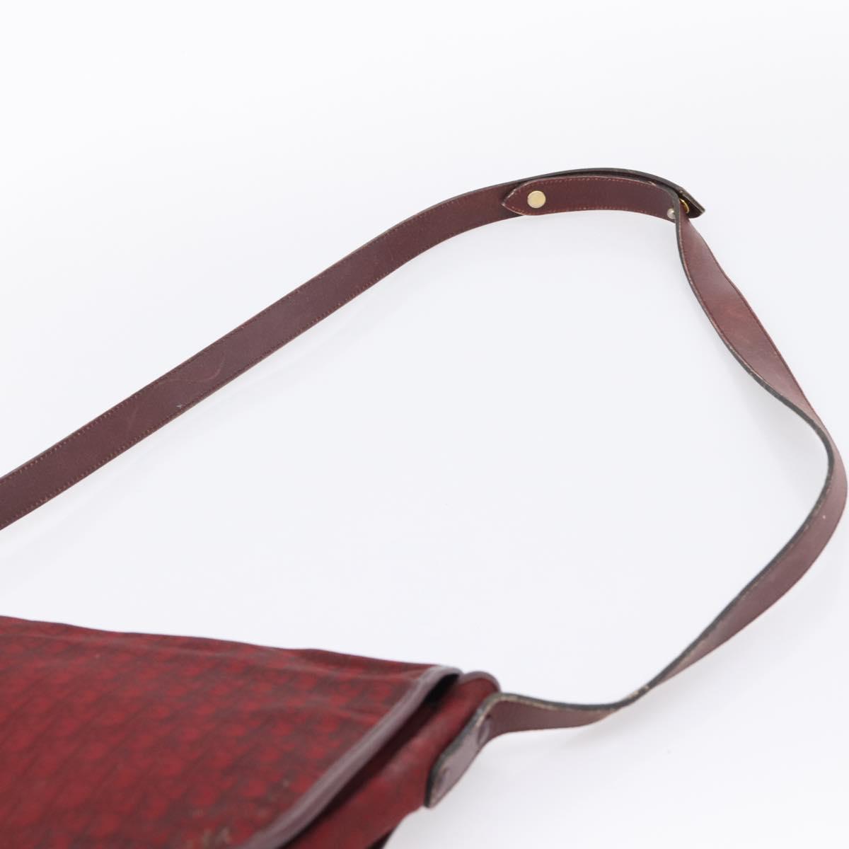 Christian Dior Trotter Canvas Shoulder Bag Bordeaux Gold Auth 209963