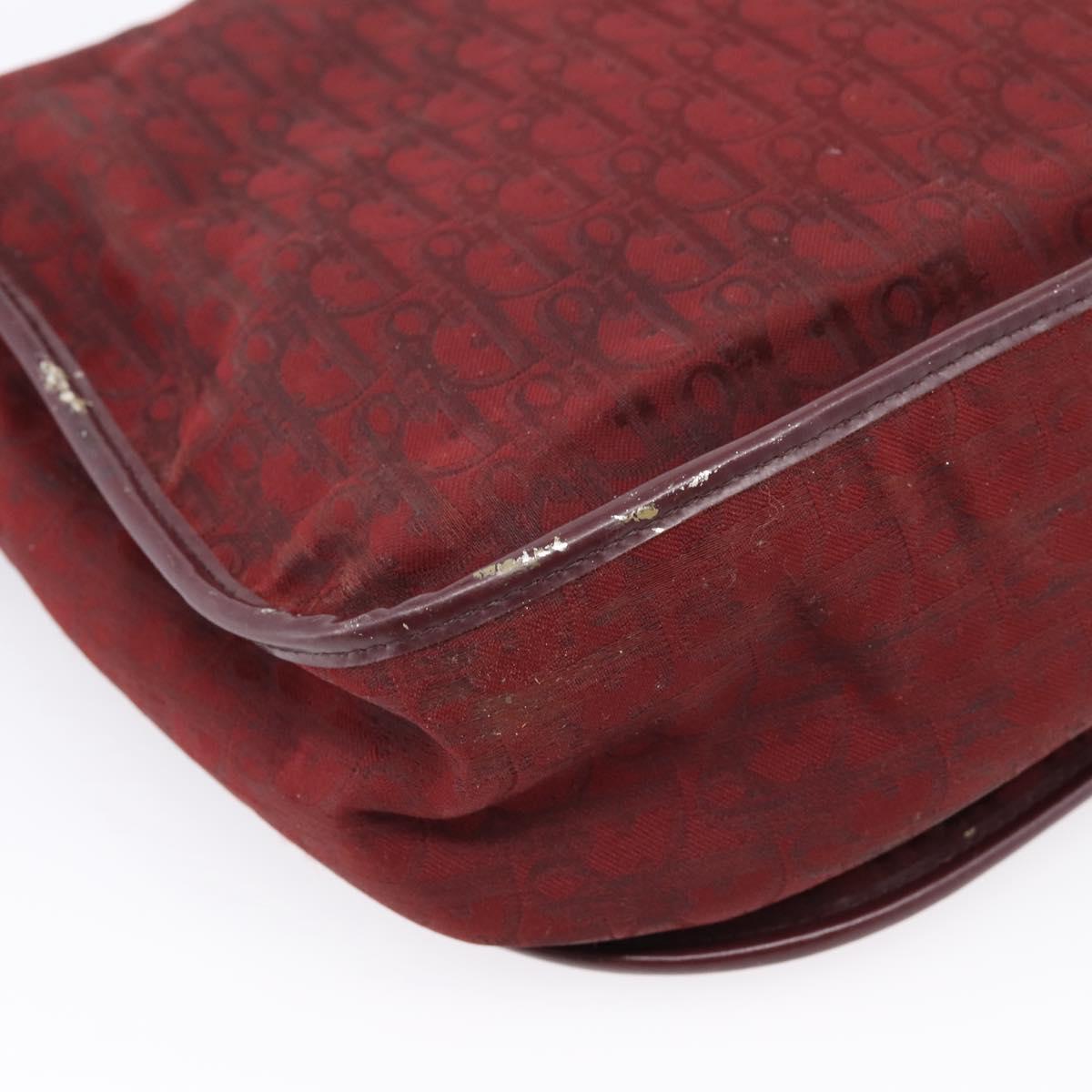 Christian Dior Trotter Canvas Shoulder Bag Bordeaux Gold Auth 209963
