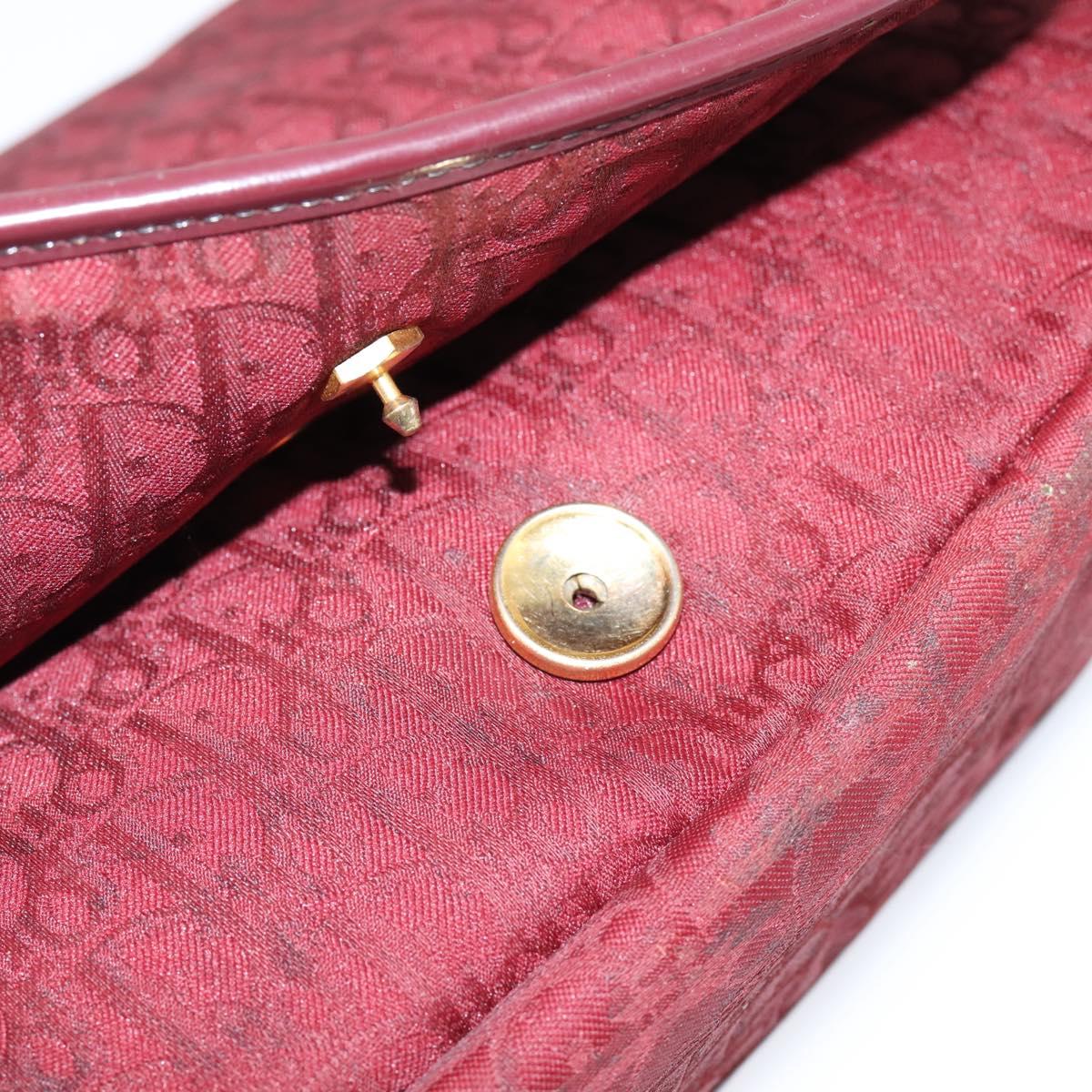 Christian Dior Trotter Canvas Shoulder Bag Bordeaux Gold Auth 209963