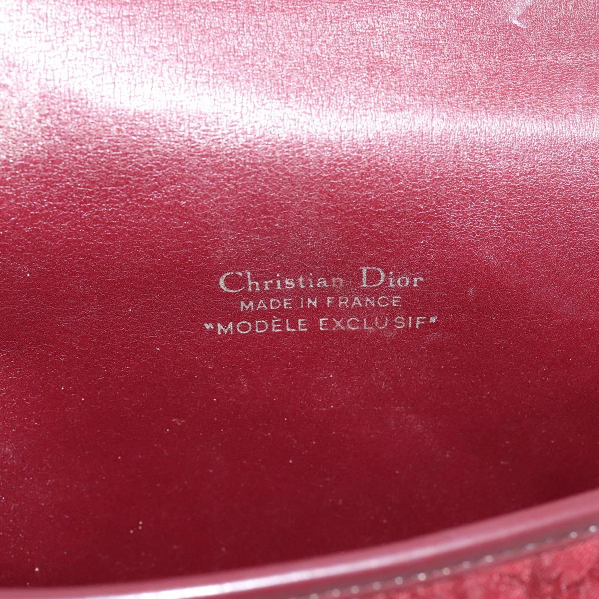 Christian Dior Trotter Canvas Shoulder Bag Bordeaux Gold Auth 209963