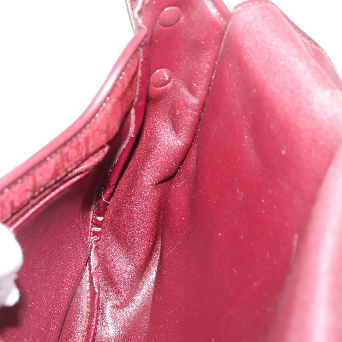 Christian Dior Trotter Canvas Shoulder Bag Bordeaux Gold Auth 209963