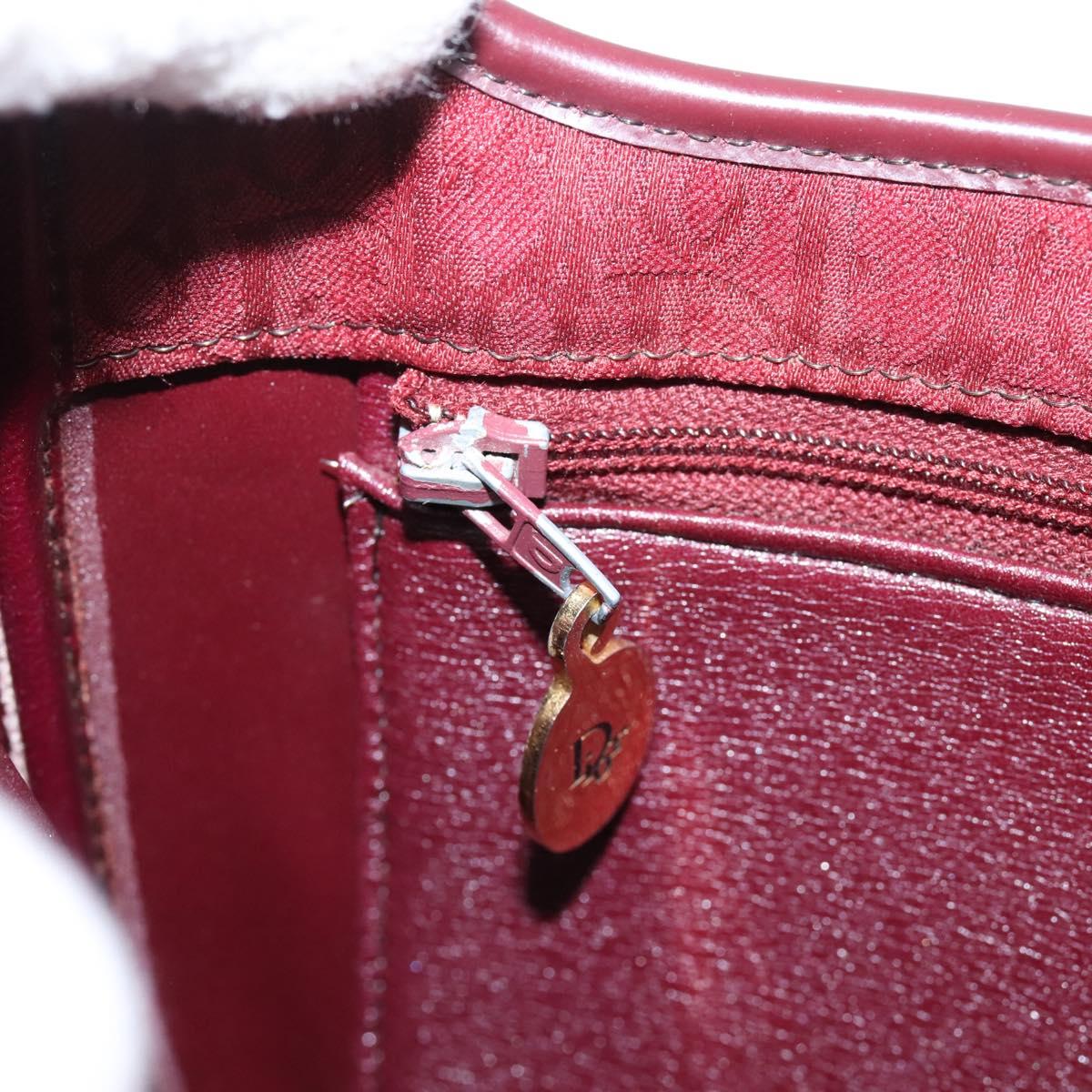 Christian Dior Trotter Canvas Shoulder Bag Bordeaux Gold Auth 209963