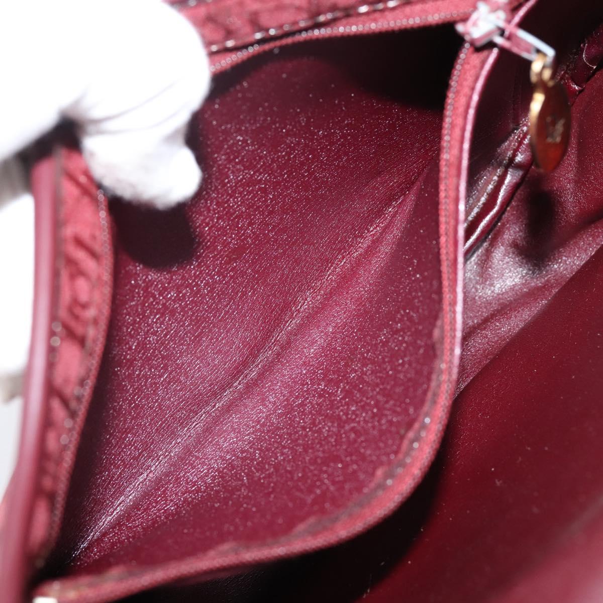 Christian Dior Trotter Canvas Shoulder Bag Bordeaux Gold Auth 209963