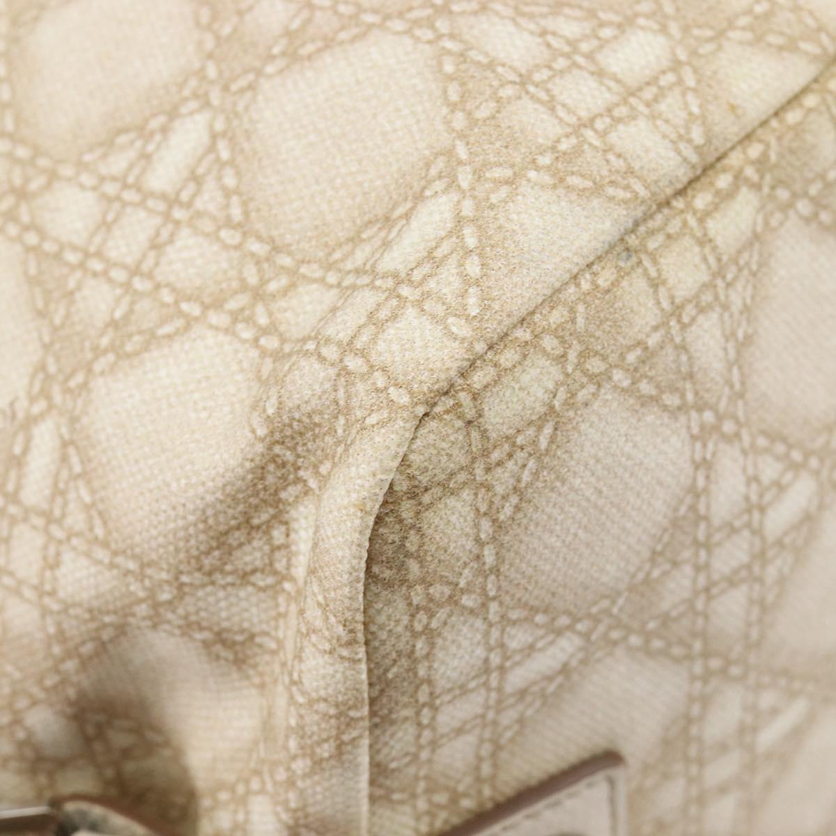 Christian Dior Panarea Hand Bag Canvas Ivory Silver Auth 209976A