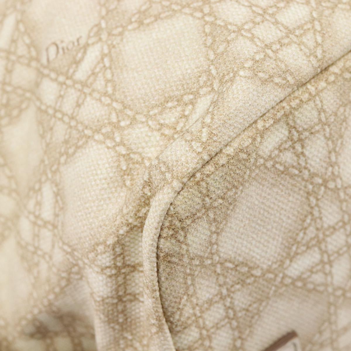 Christian Dior Panarea Hand Bag Canvas Ivory Silver Auth 209976A