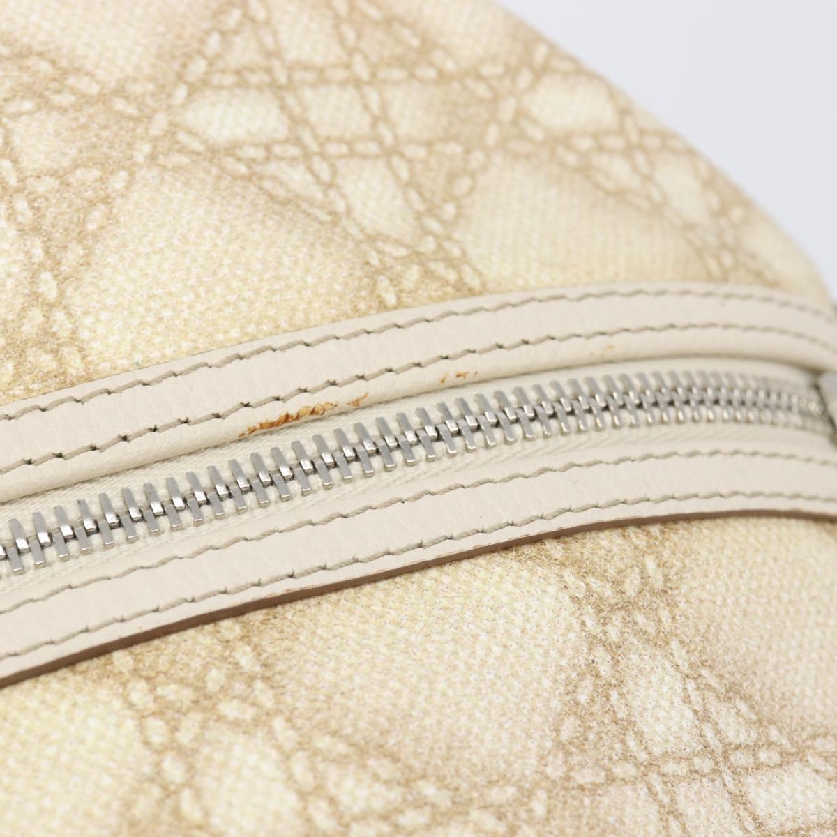 Christian Dior Panarea Hand Bag Canvas Ivory Silver Auth 209976A