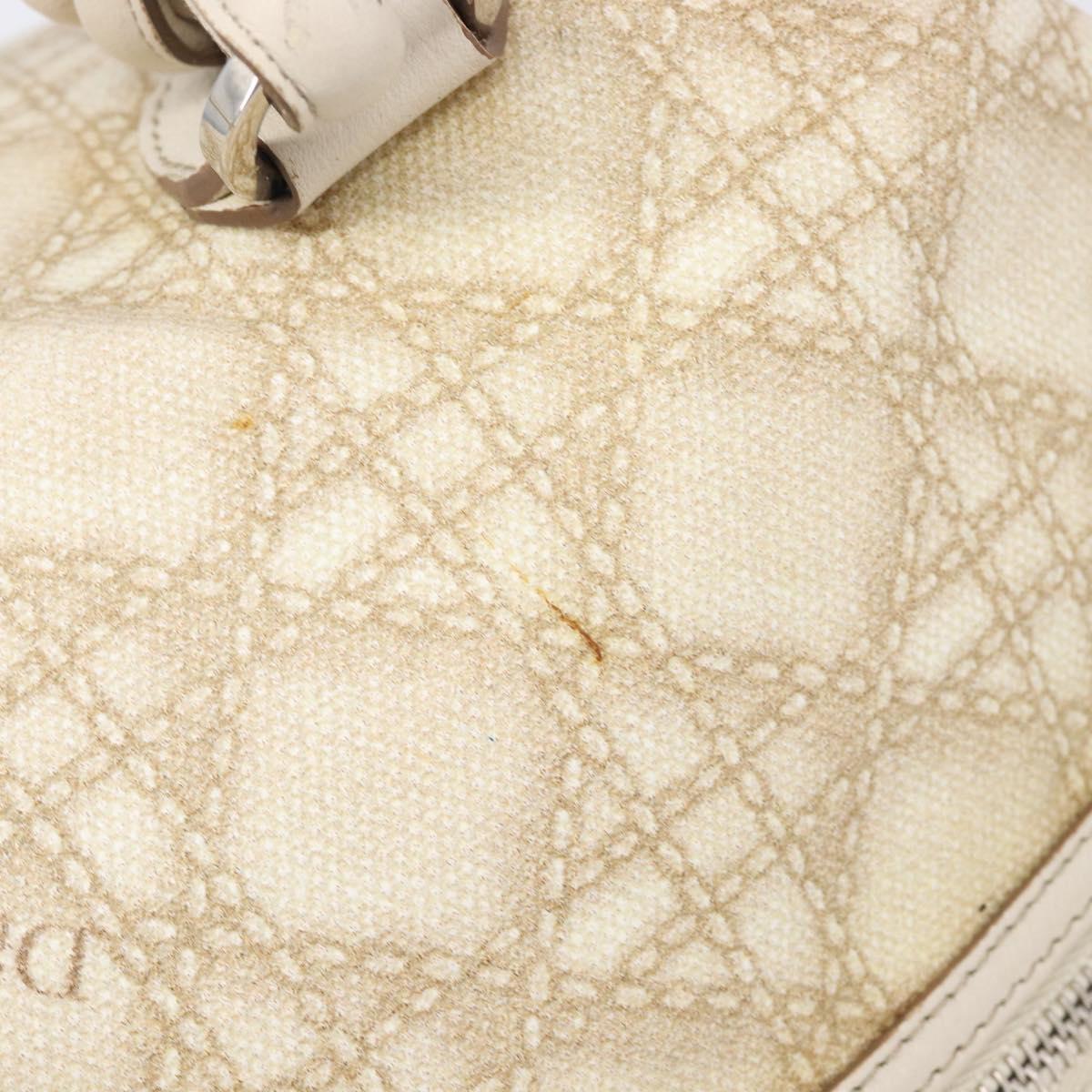 Christian Dior Panarea Hand Bag Canvas Ivory Silver Auth 209976A