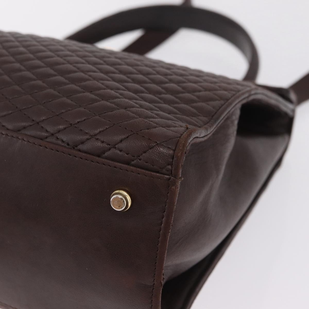 Bally Hand Bag Leather 2way Brown Gold Auth 209977