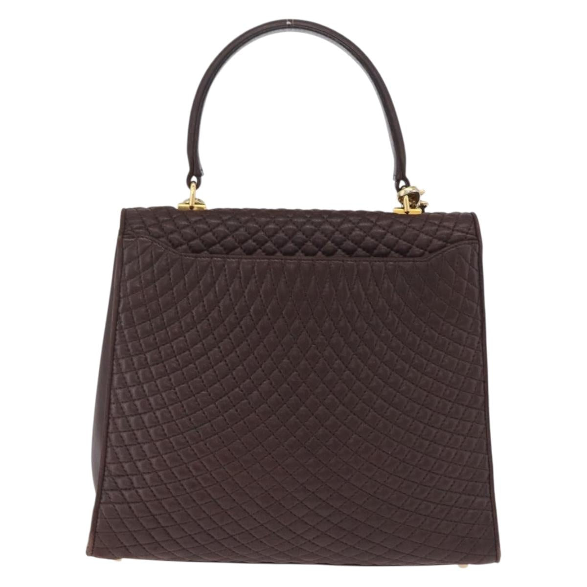 Bally Hand Bag Leather 2way Brown Gold Auth 209977