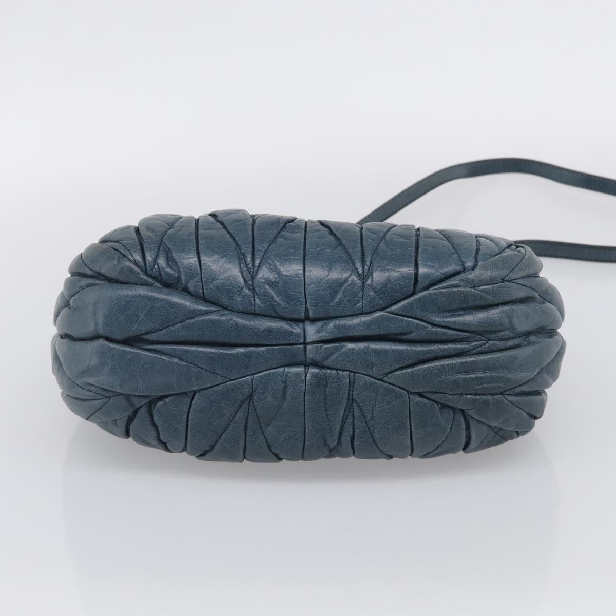 Miu Miu Hand Bag Vitellolux 2way Navy Gold Auth 209982A