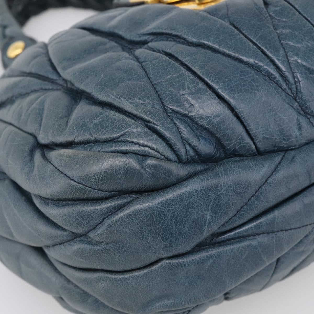 Miu Miu Hand Bag Vitellolux 2way Navy Gold Auth 209982A