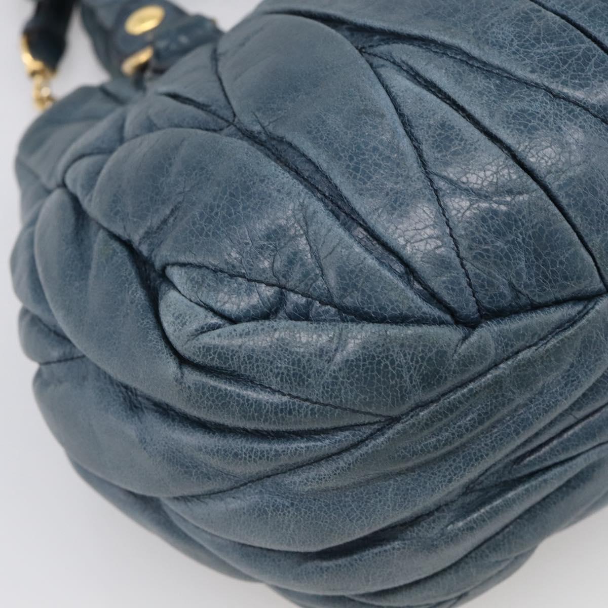 Miu Miu Hand Bag Vitellolux 2way Navy Gold Auth 209982A