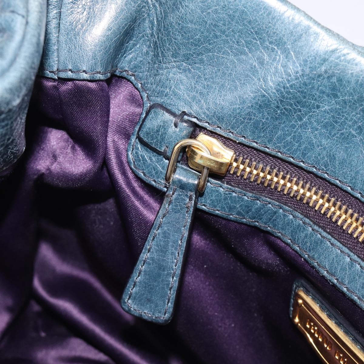 Miu Miu Hand Bag Vitellolux 2way Navy Gold Auth 209982A