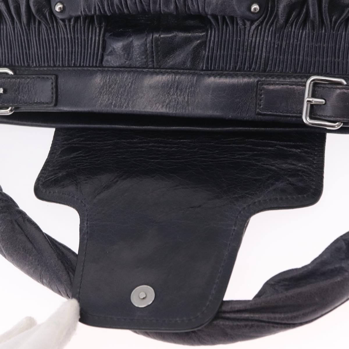 Miu Miu Hand Bag Vitellolux Black Silver Auth 209983A