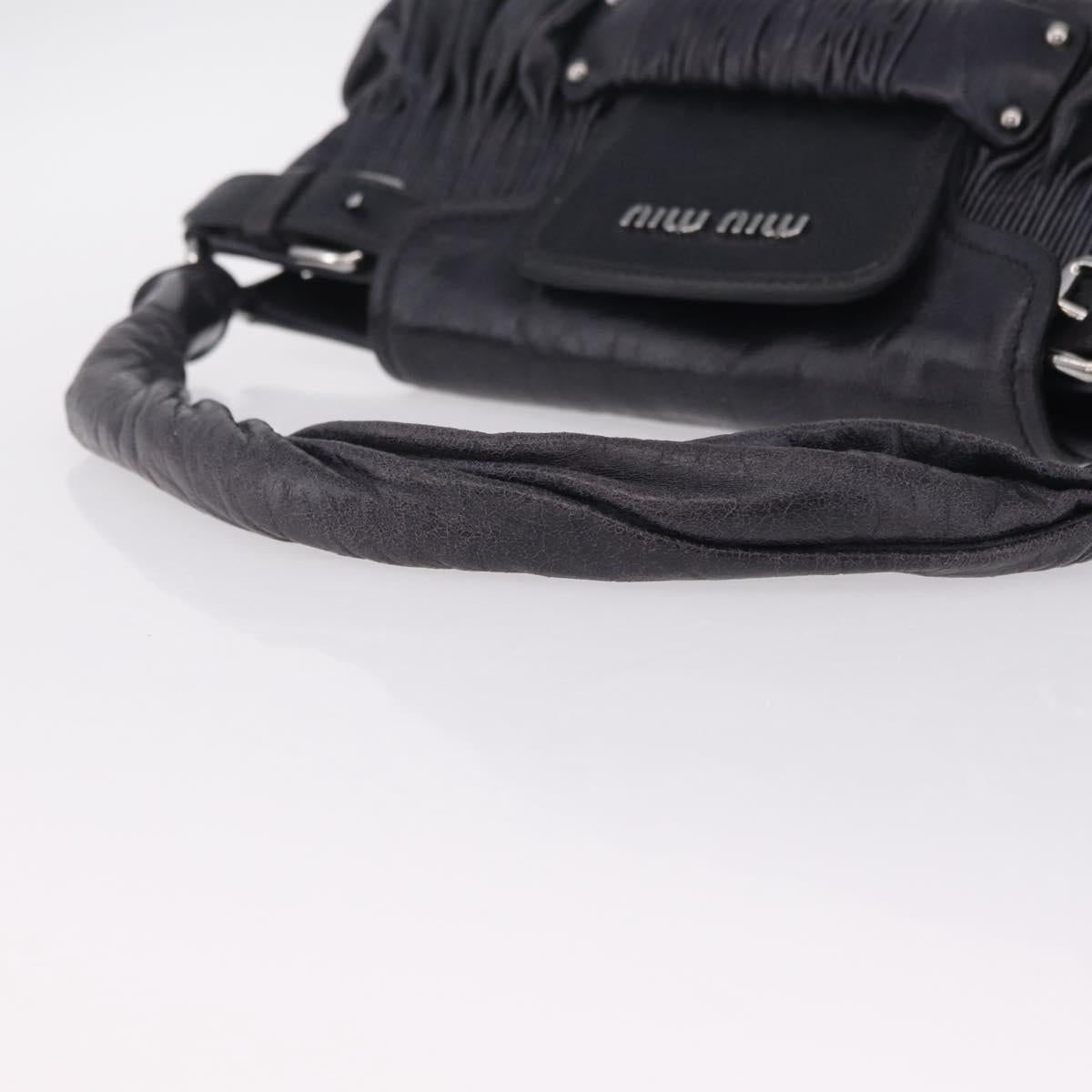 Miu Miu Hand Bag Vitellolux Black Silver Auth 209983A