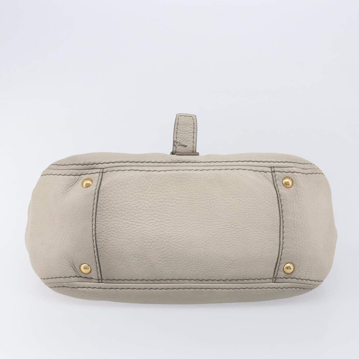 PRADA Chain Shoulder Bag Vittero Dino Leather Beige Gold Auth 209990A