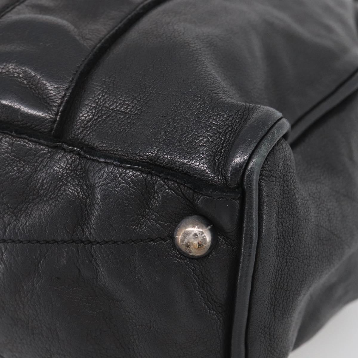 Miu Miu Tote Bag Leather Black Silver Auth 209991V