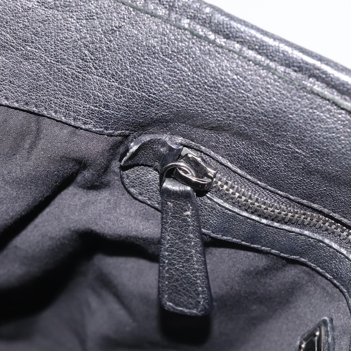 Miu Miu Tote Bag Leather Black Silver Auth 209991V