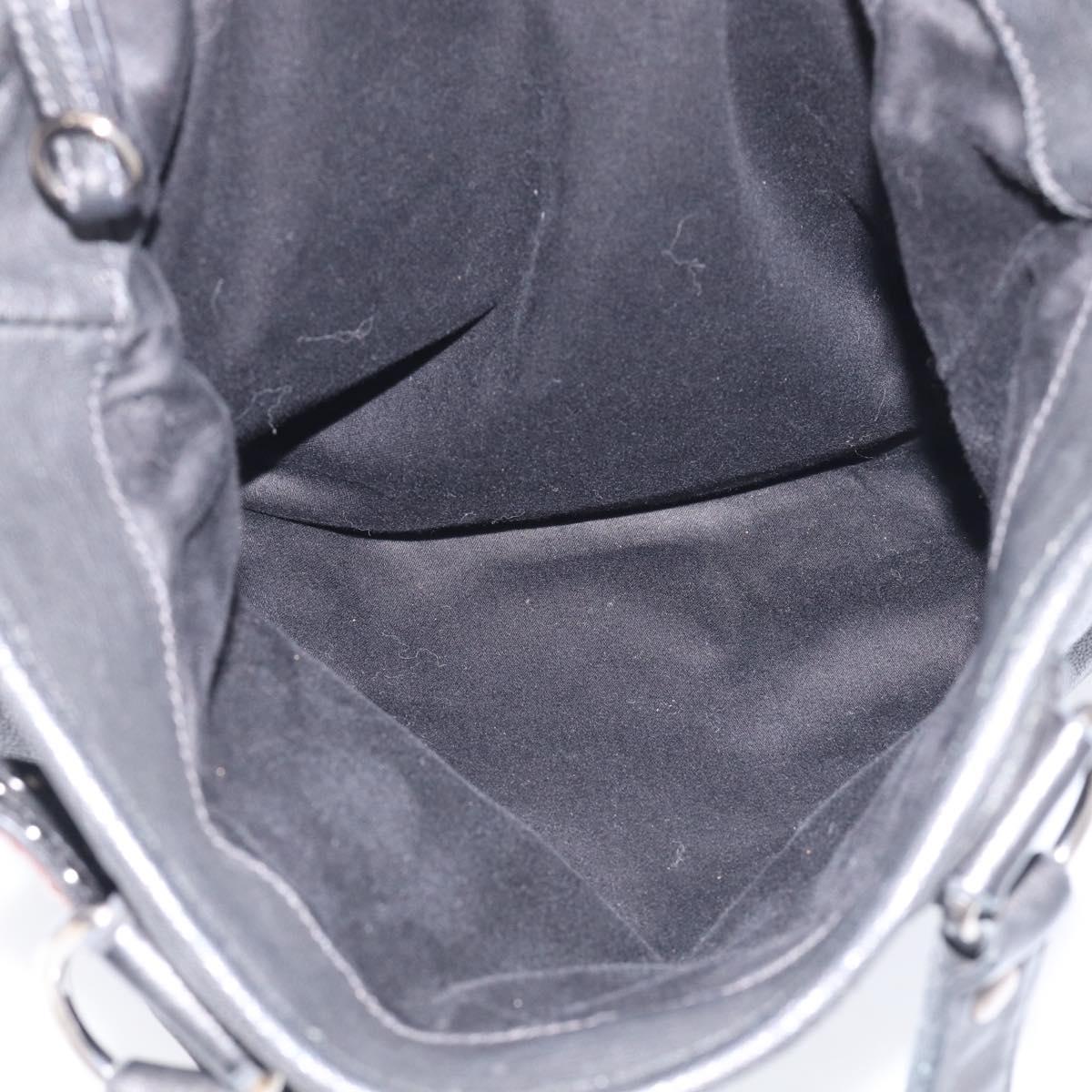 Miu Miu Tote Bag Leather Black Silver Auth 209991V