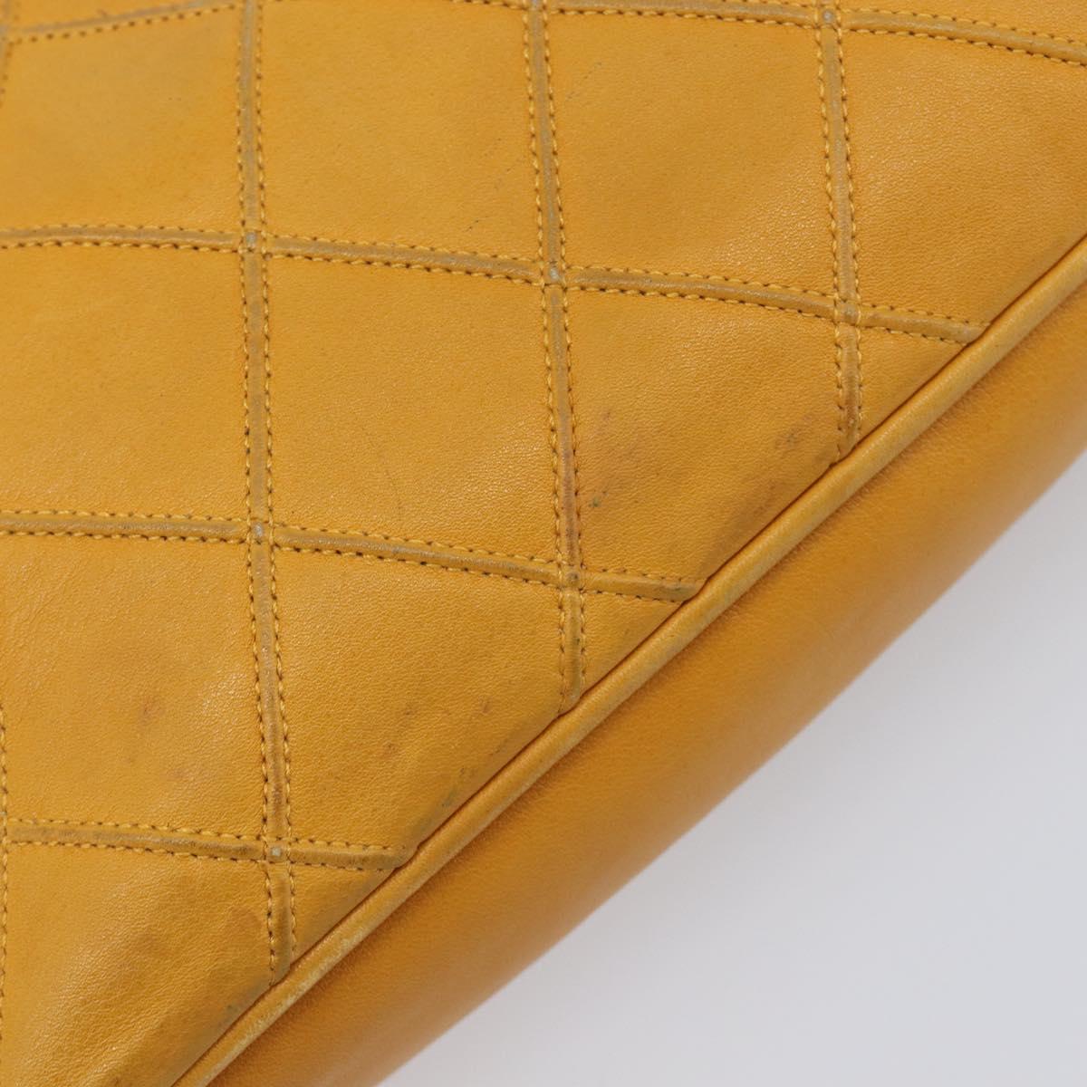 CHANEL Bicolore Chain Shoulder Bag Lamb Skin Yellow Gold CC Auth 209997