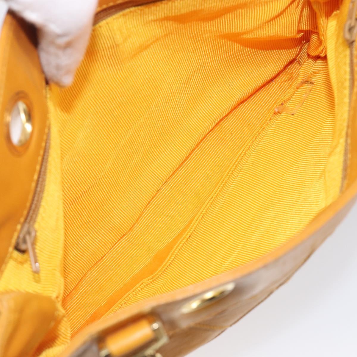 CHANEL Bicolore Chain Shoulder Bag Lamb Skin Yellow Gold CC Auth 209997