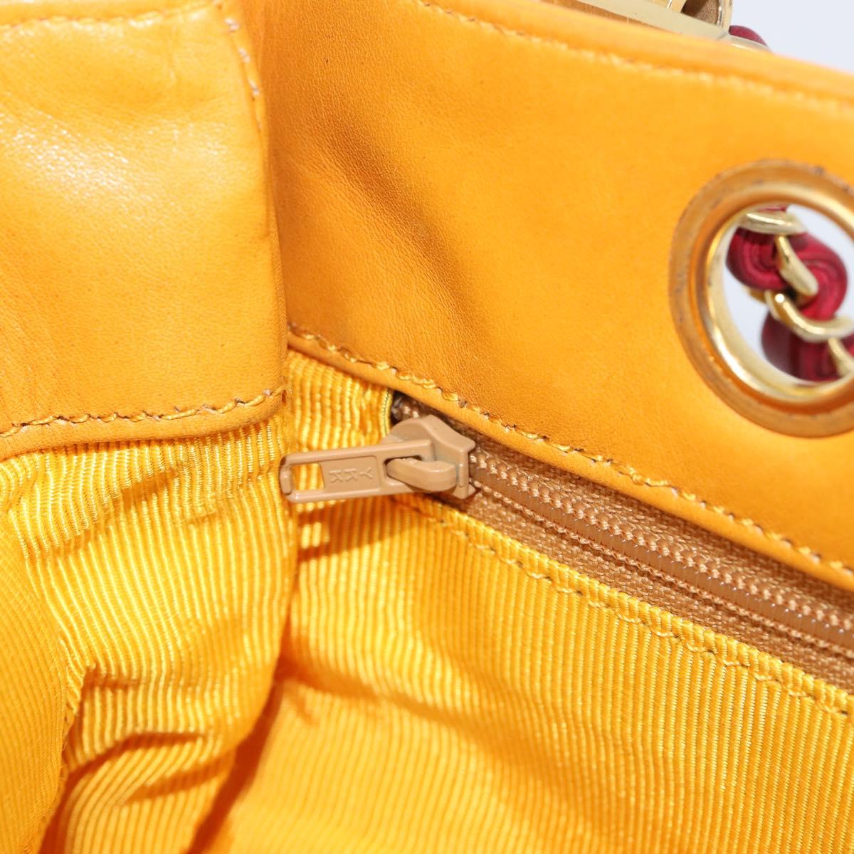 CHANEL Bicolore Chain Shoulder Bag Lamb Skin Yellow Gold CC Auth 209997