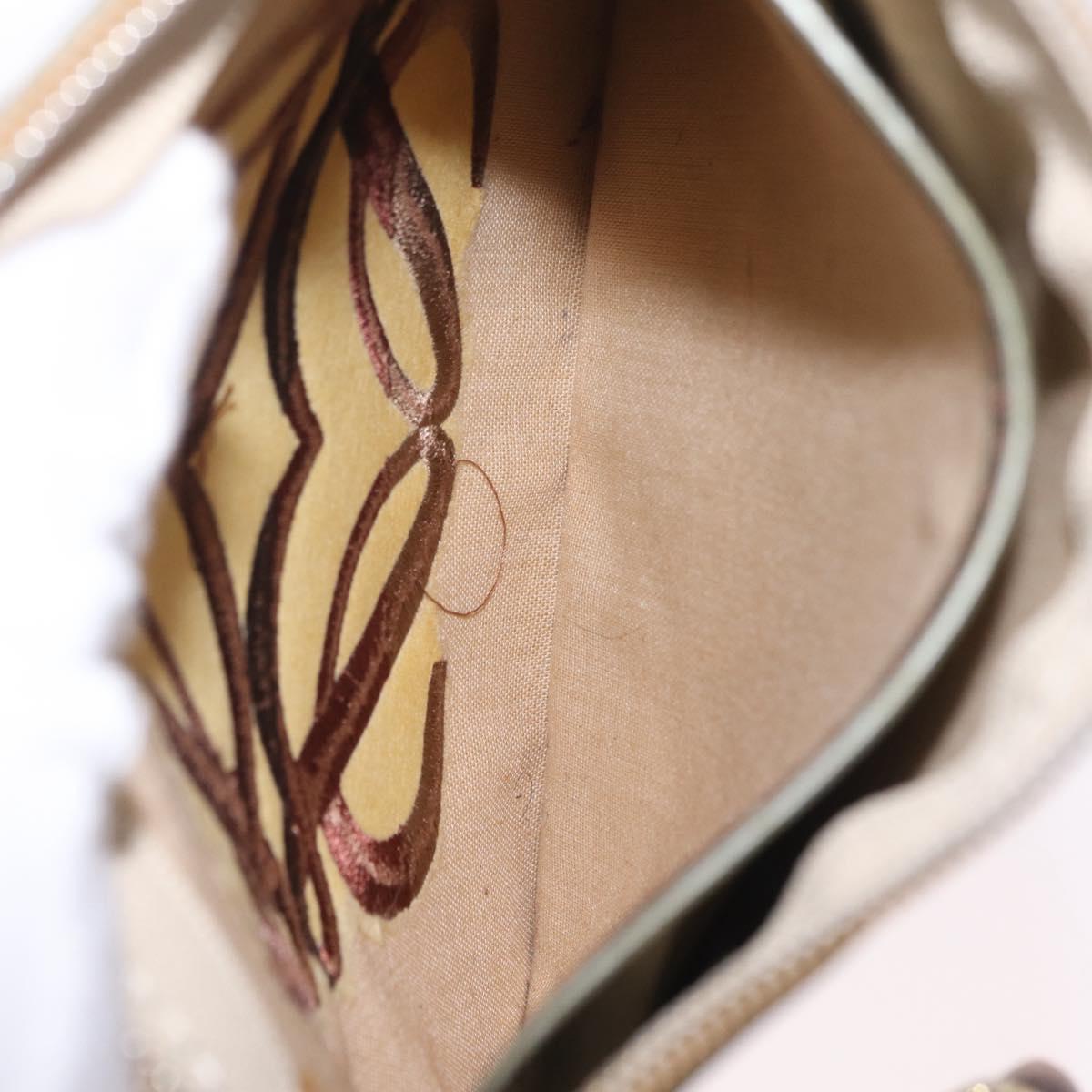 LOEWE Hand Bag PVC Canvas Gray Gold Auth 209998