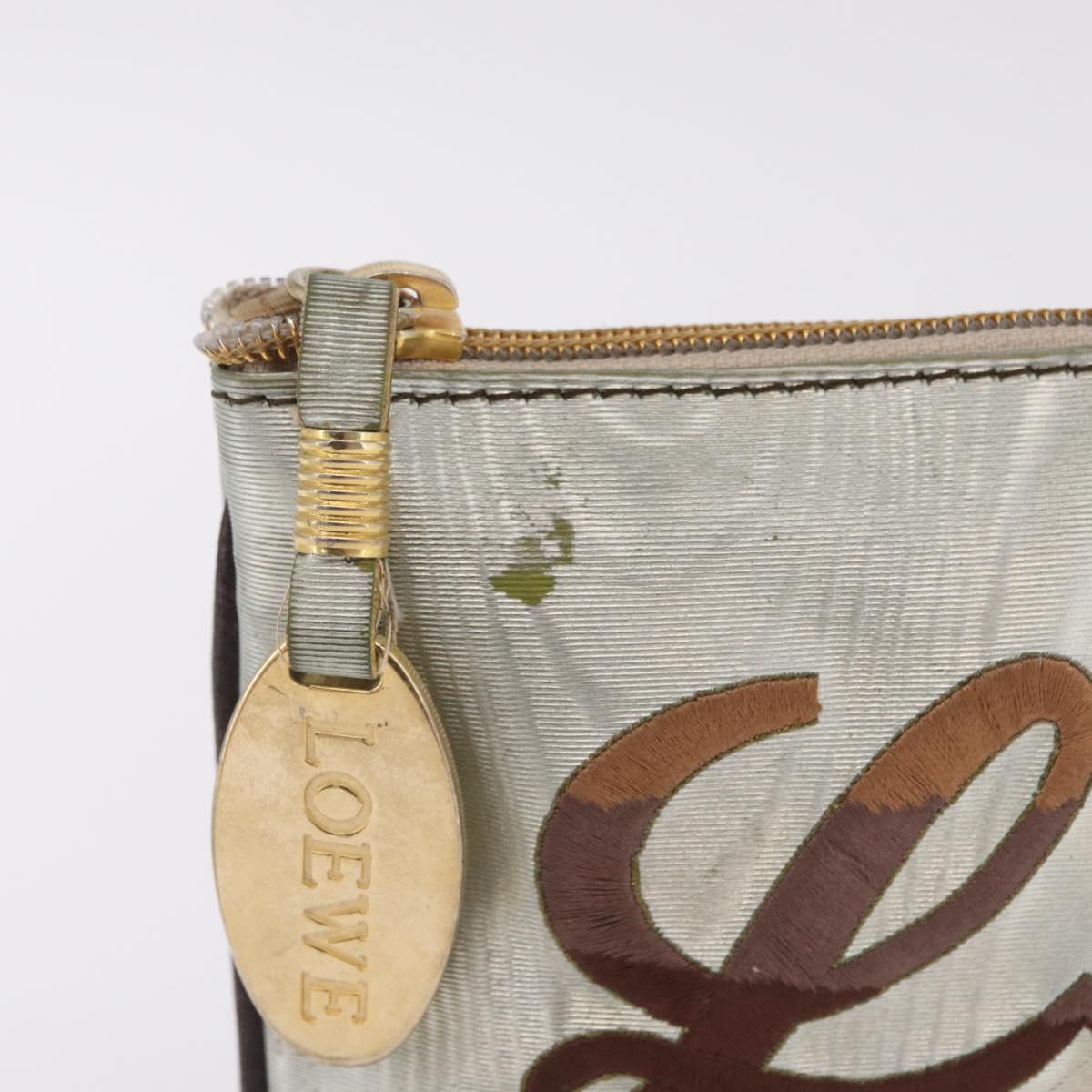 LOEWE Hand Bag PVC Canvas Gray Gold Auth 209998