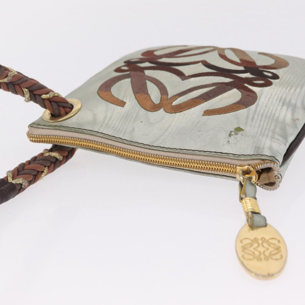 LOEWE Hand Bag PVC Canvas Gray Gold Auth 209998