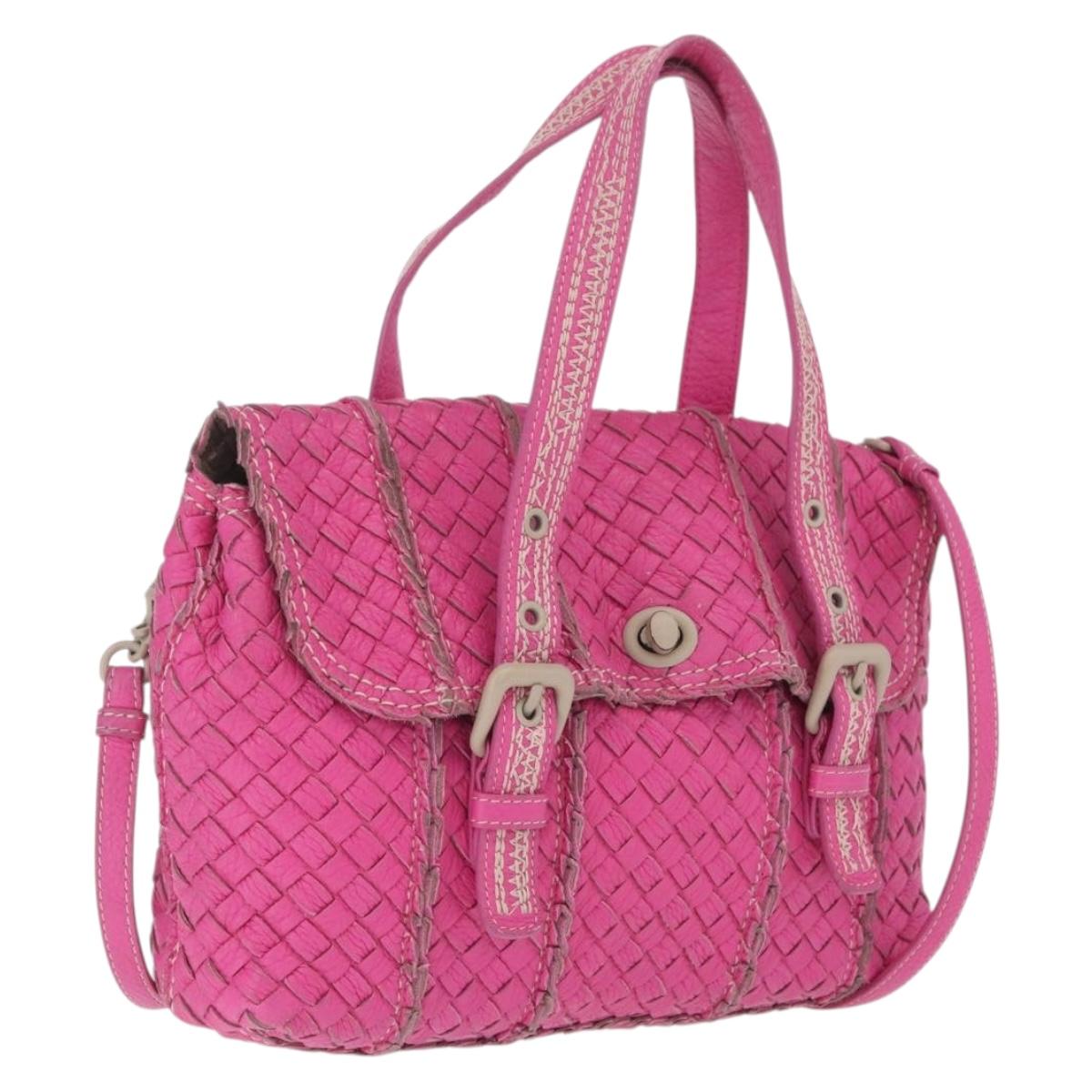 Bottega Veneta INTRECCIATO Hand Bag Leather 2way Pink Auth 210001A