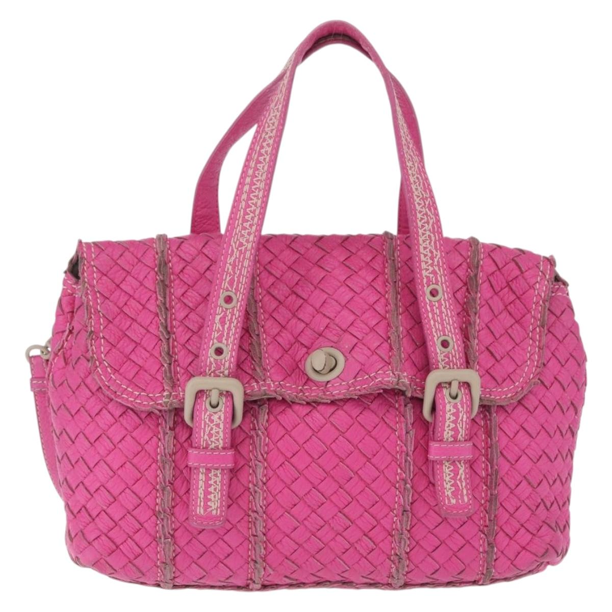 Bottega Veneta INTRECCIATO Hand Bag Leather 2way Pink Auth 210001A