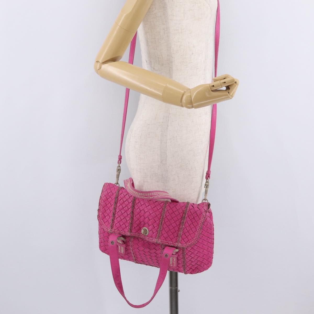 Bottega Veneta INTRECCIATO Hand Bag Leather 2way Pink Auth 210001A