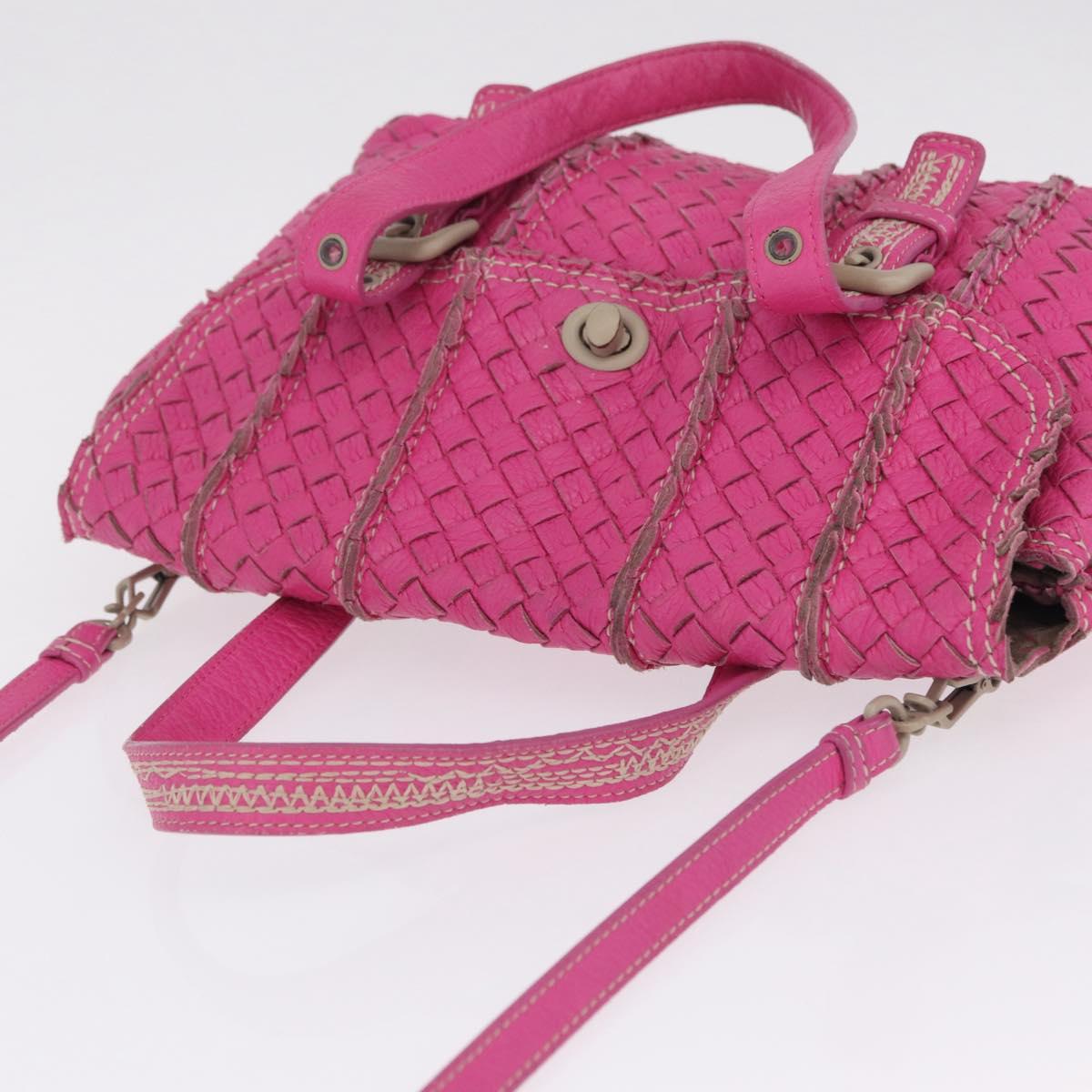 Bottega Veneta INTRECCIATO Hand Bag Leather 2way Pink Auth 210001A
