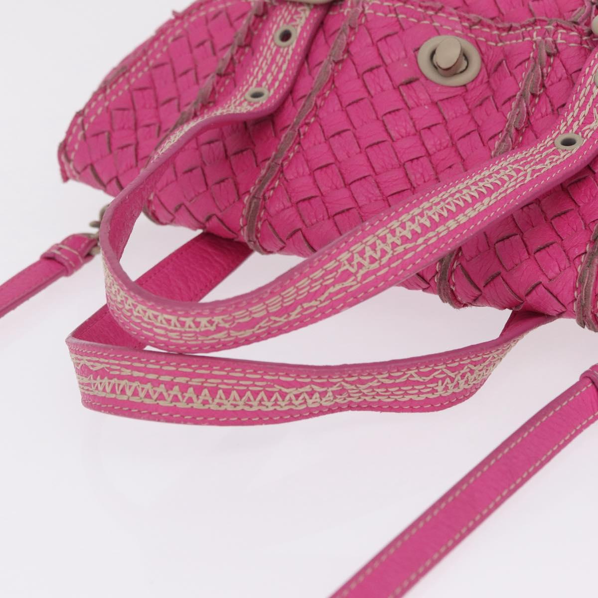 Bottega Veneta INTRECCIATO Hand Bag Leather 2way Pink Auth 210001A