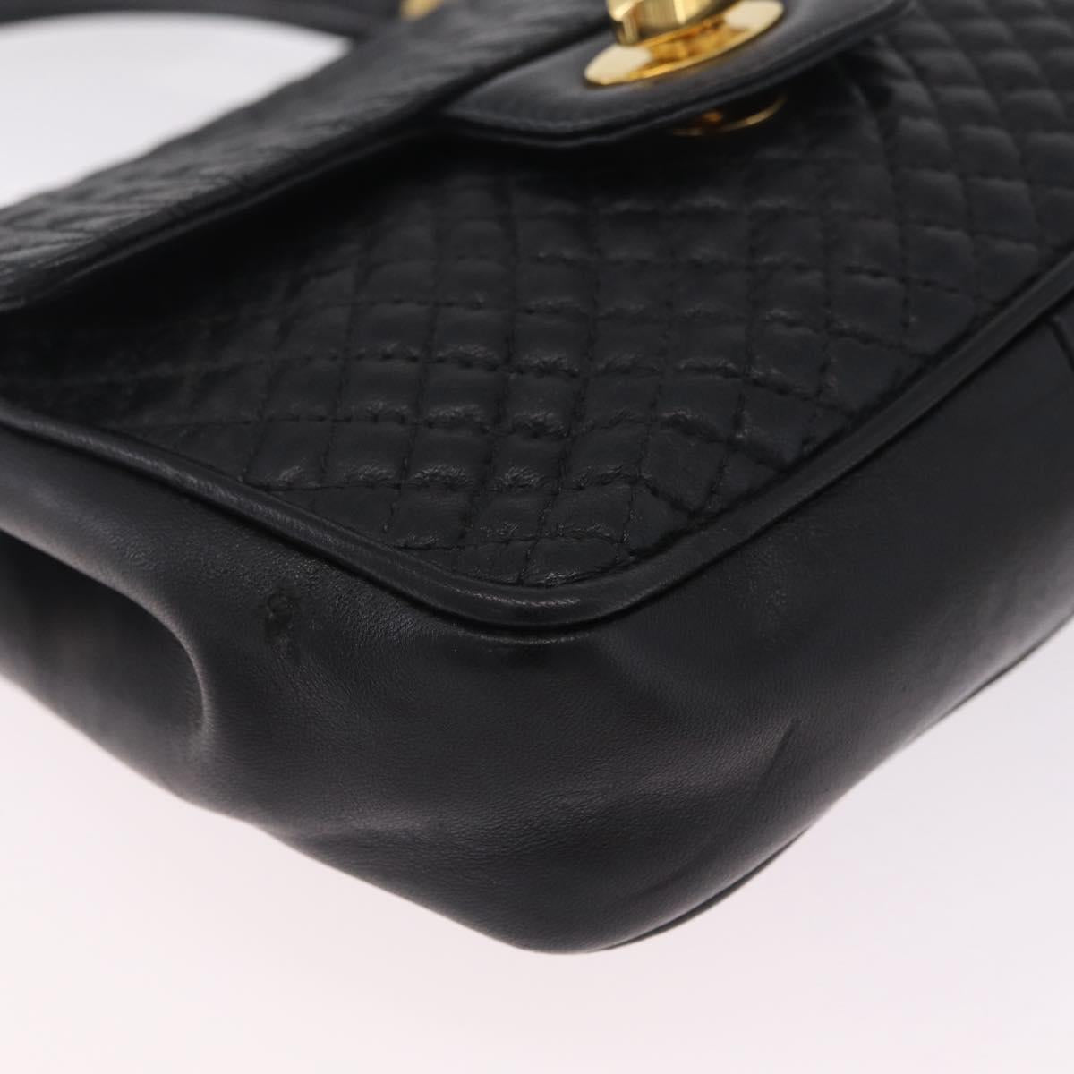 Bally Hand Bag Leather 2way Black Gold Auth 210002