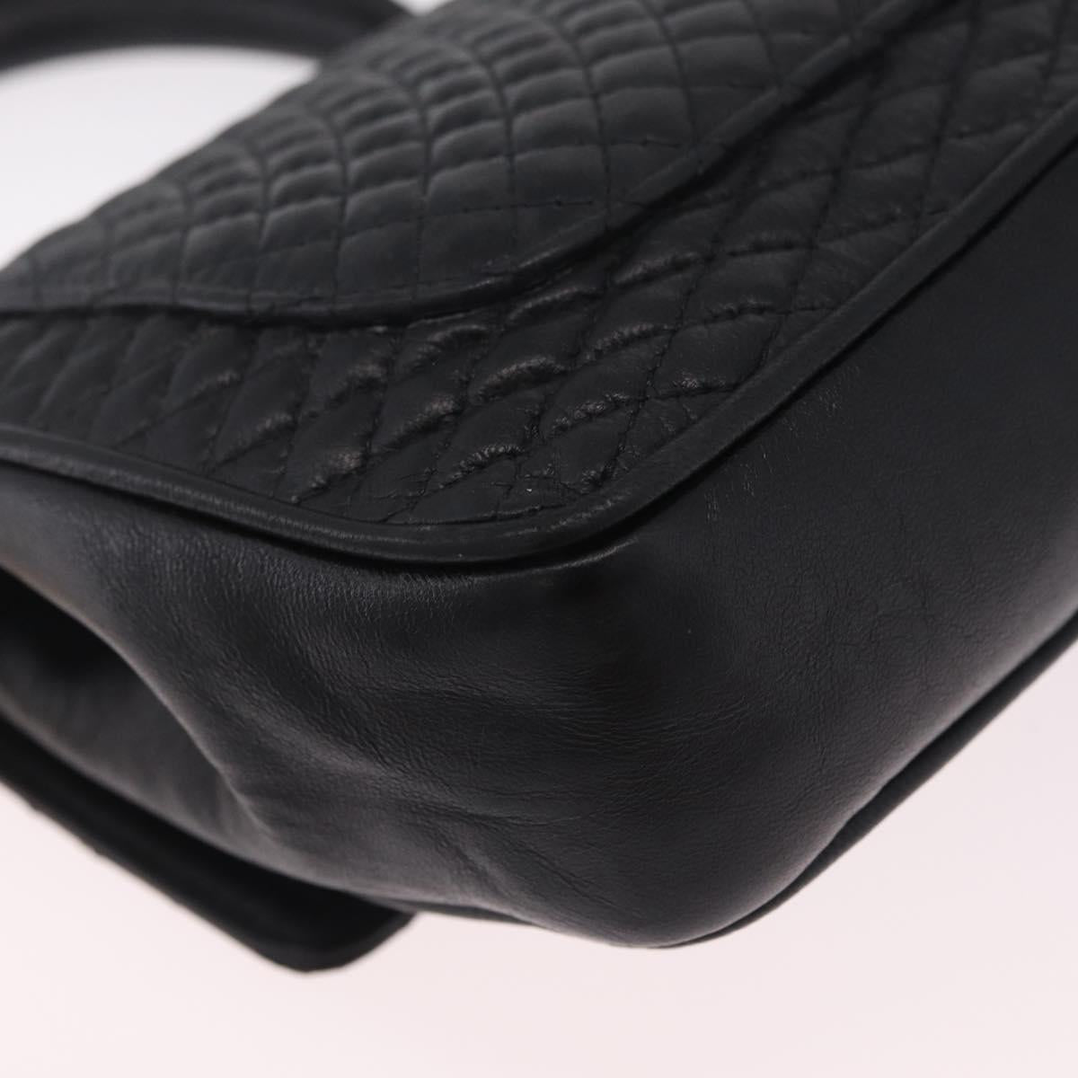 Bally Hand Bag Leather 2way Black Gold Auth 210002