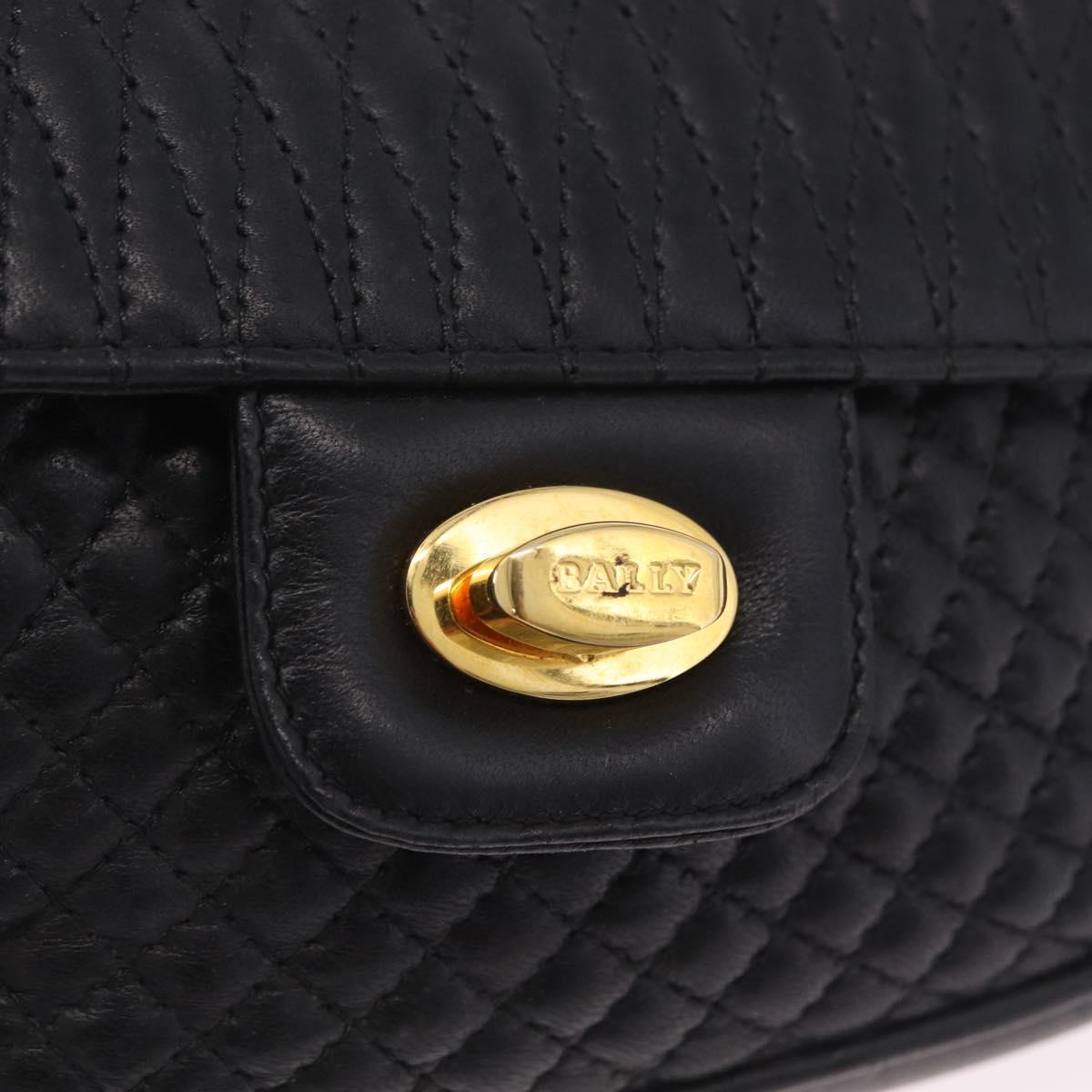 Bally Hand Bag Leather 2way Black Gold Auth 210002