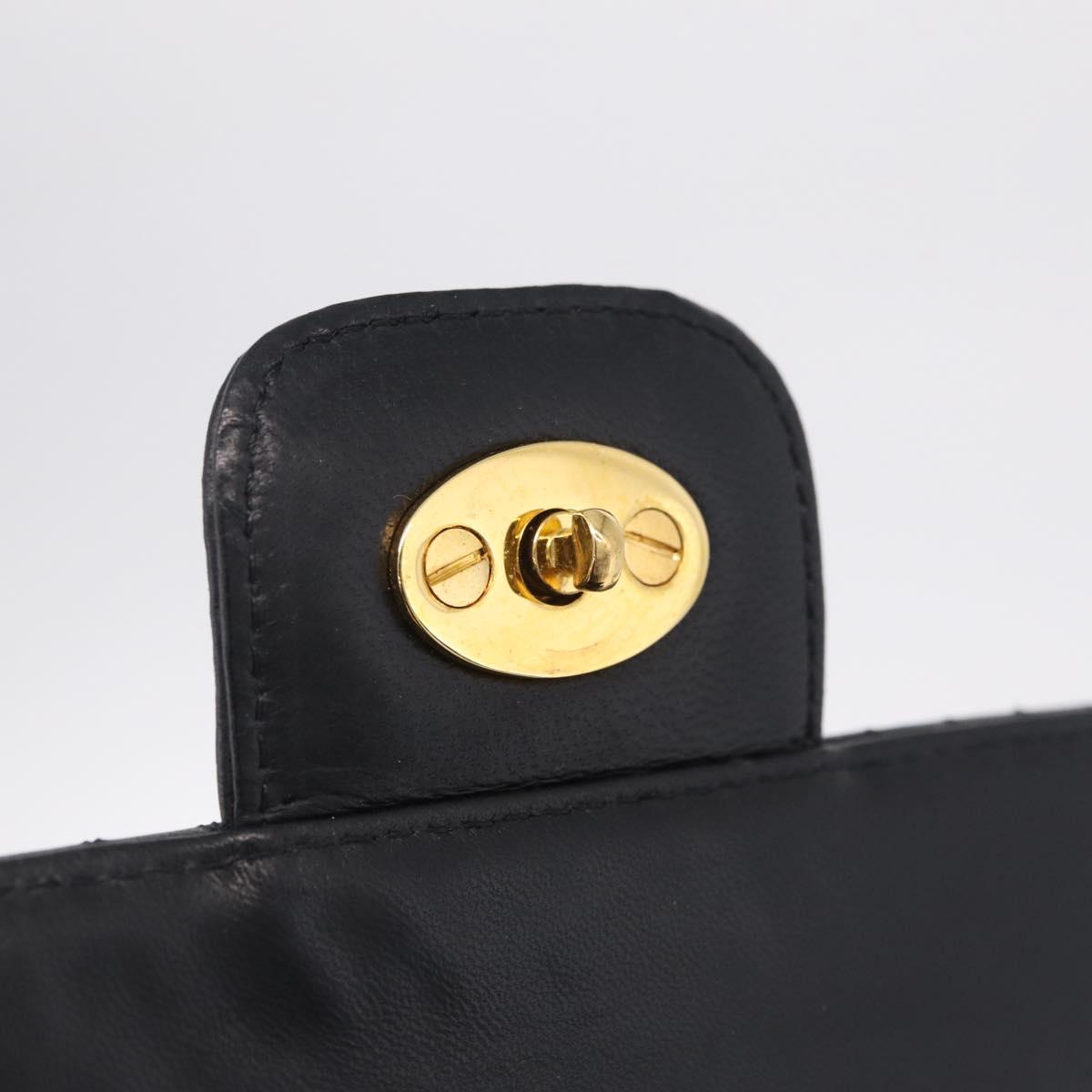 Bally Hand Bag Leather 2way Black Gold Auth 210002