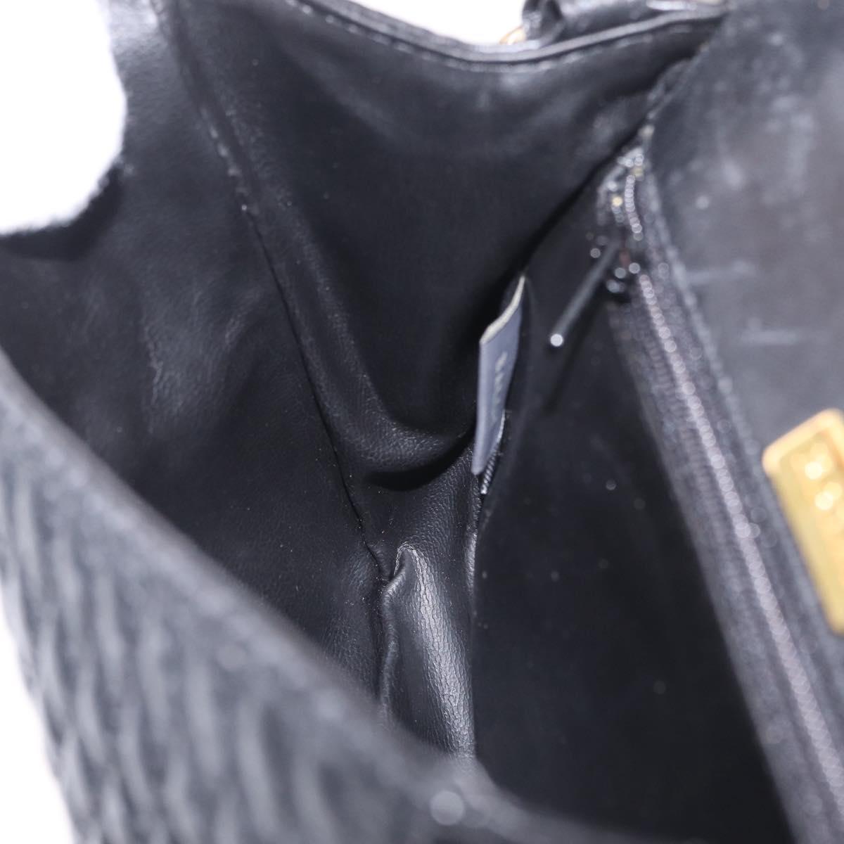 Bally Hand Bag Leather 2way Black Gold Auth 210002