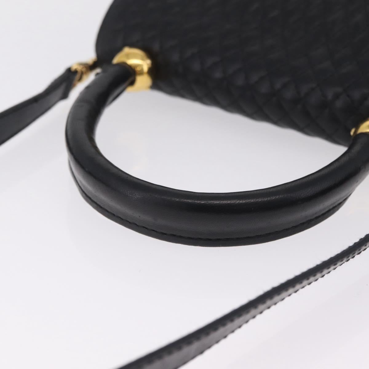 Bally Hand Bag Leather 2way Black Gold Auth 210002