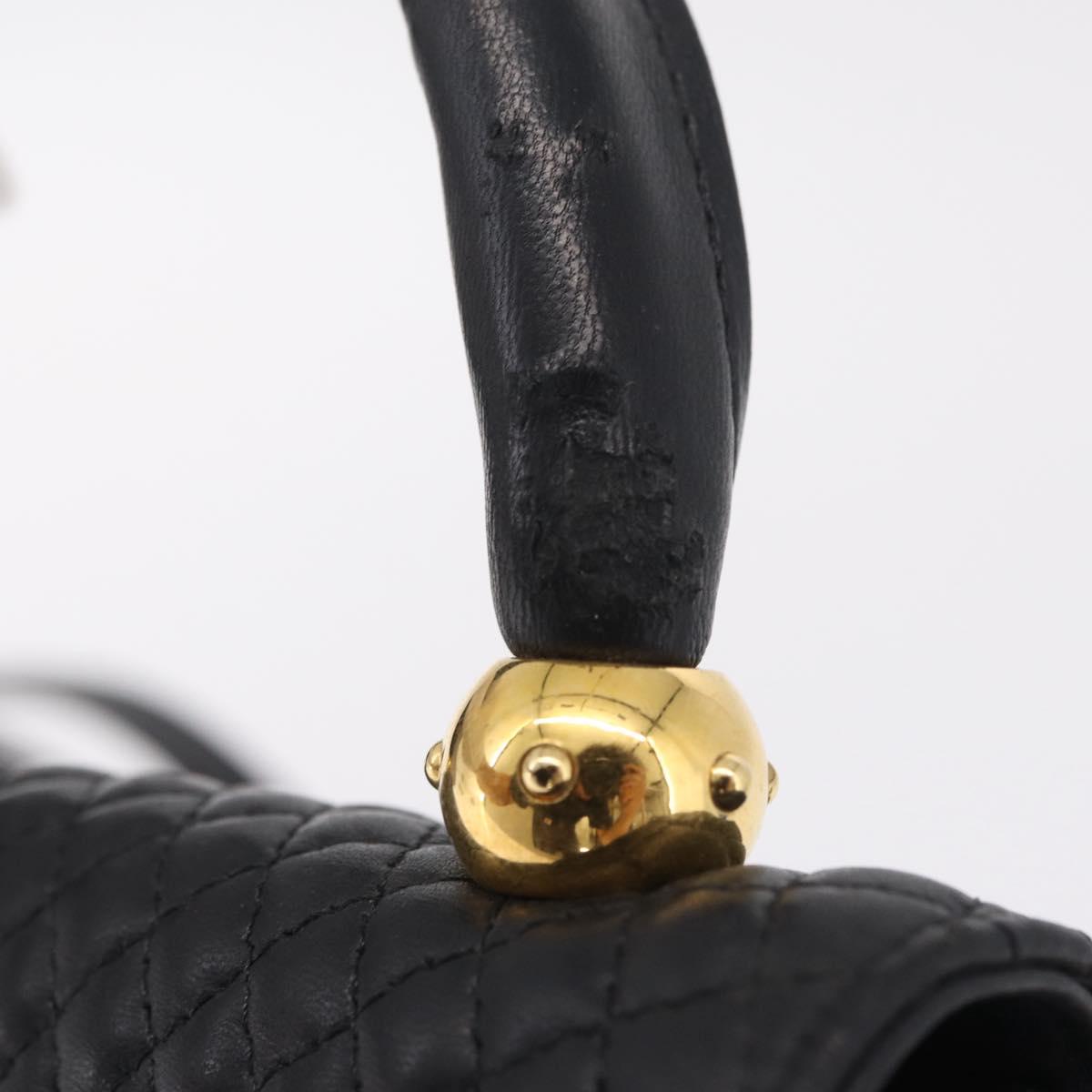 Bally Hand Bag Leather 2way Black Gold Auth 210002