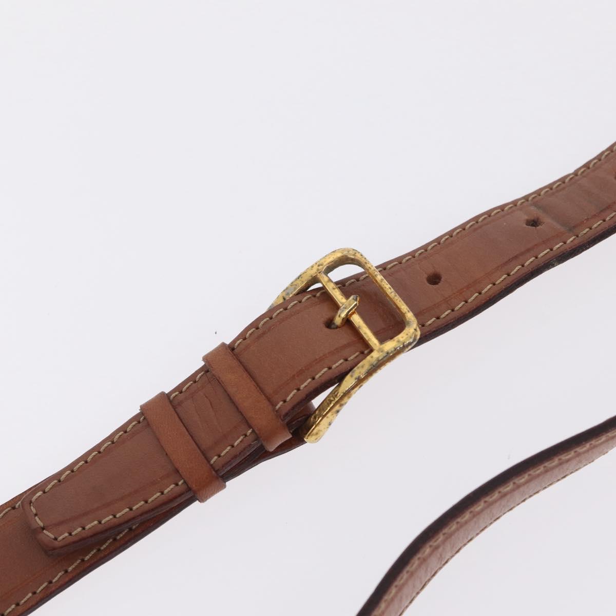 CELINE Macadam Canvas Shoulder Bag PVC Leather Brown Gold Auth 210003