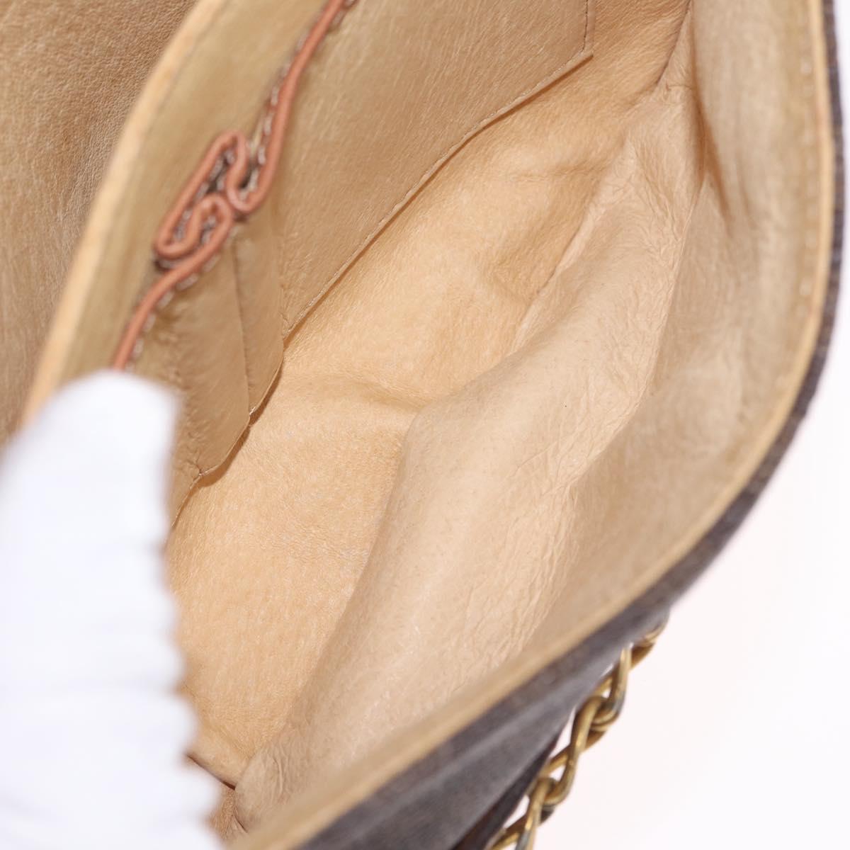 CELINE Macadam Canvas Shoulder Bag PVC Leather Brown Gold Auth 210003