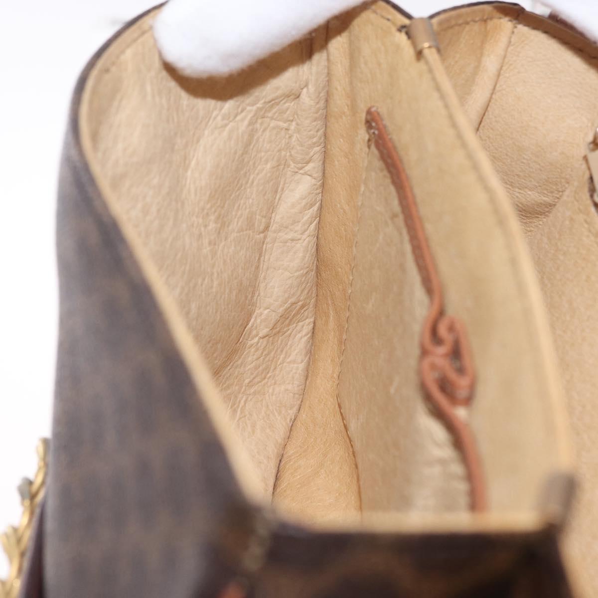 CELINE Macadam Canvas Shoulder Bag PVC Leather Brown Gold Auth 210003