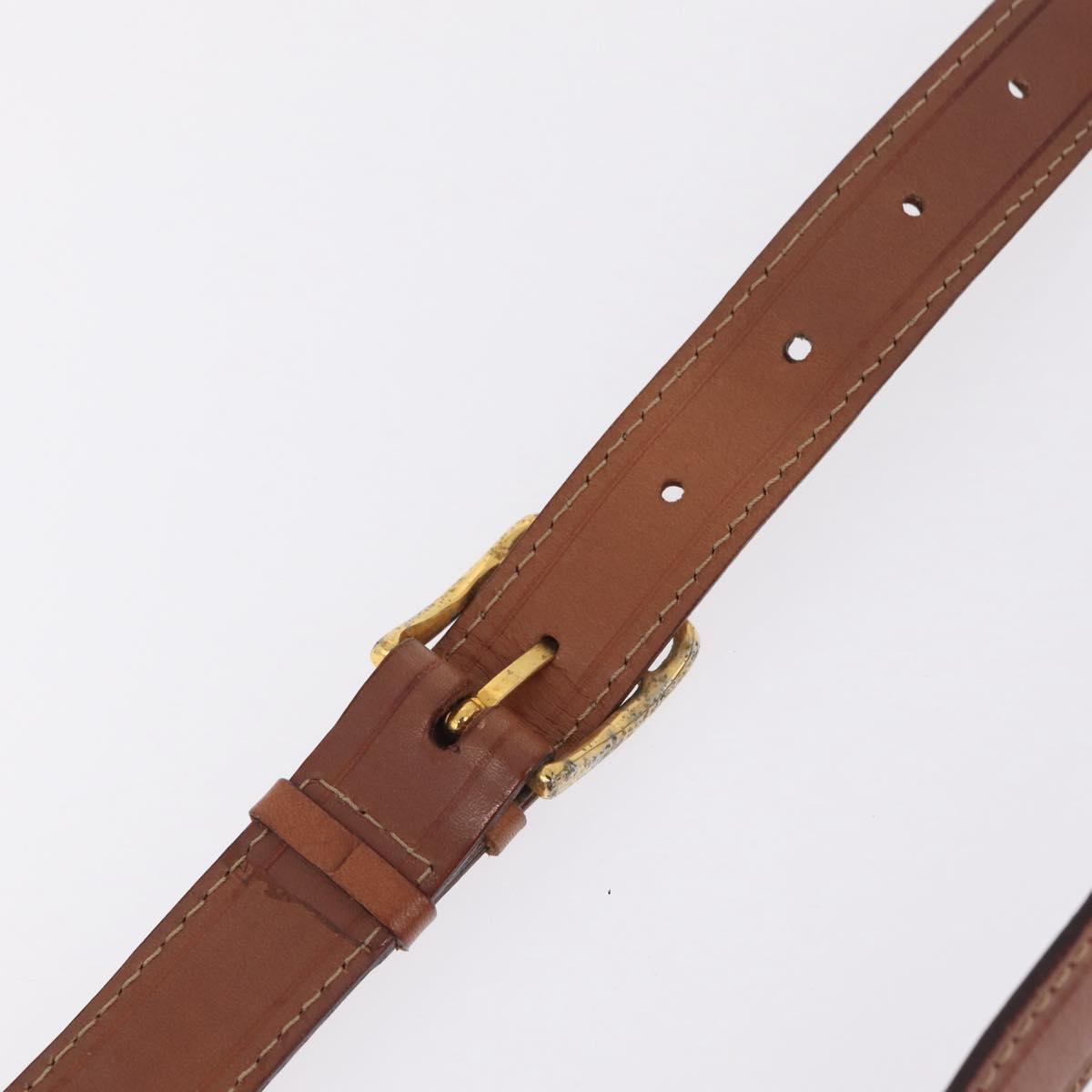 CELINE Macadam Canvas Shoulder Bag PVC Leather Brown Gold Auth 210003