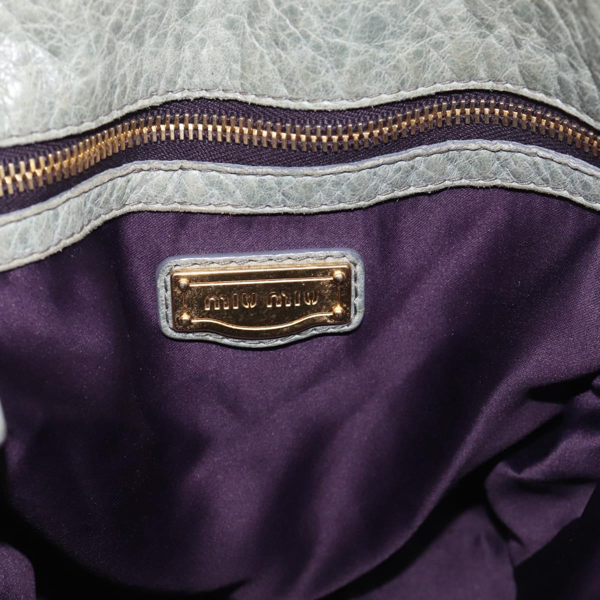 Miu Miu Shoulder Bag Vitellolux 2way Light Blue Gold Auth 210007A