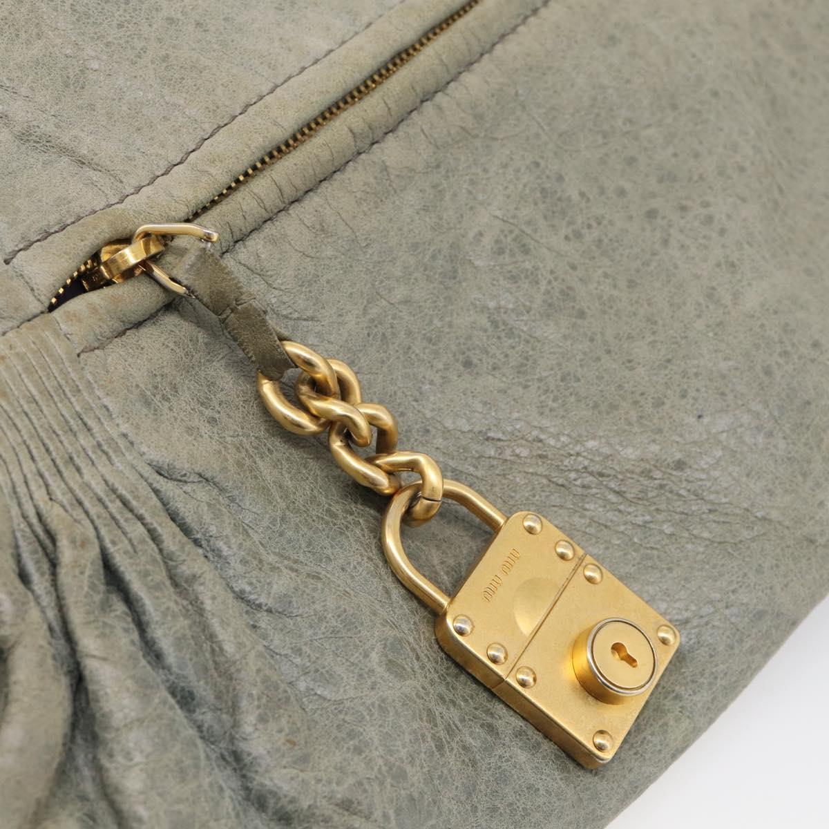 Miu Miu Shoulder Bag Vitellolux 2way Light Blue Gold Auth 210007A
